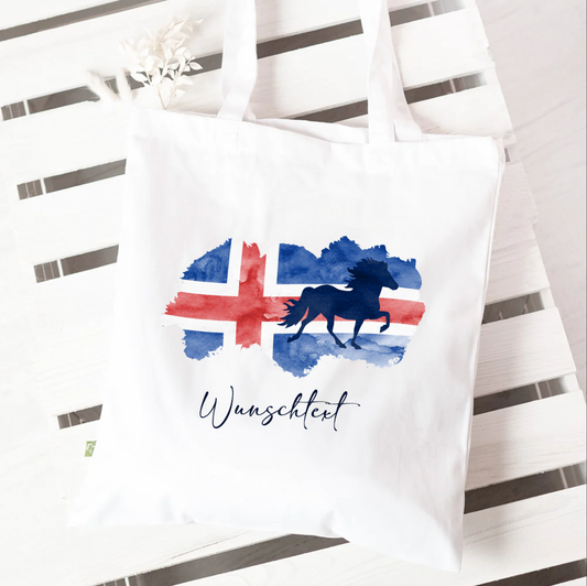 Stofftasche "Island Watercolor" Baumwolle | personalisiert | Einkaufstasche, Beutel | Geschenk