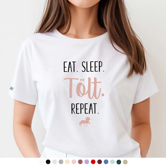 T-Shirt "Eat. Sleep. TÖLT. Repeat" | Islandpferd | personalisiert | Geschenk