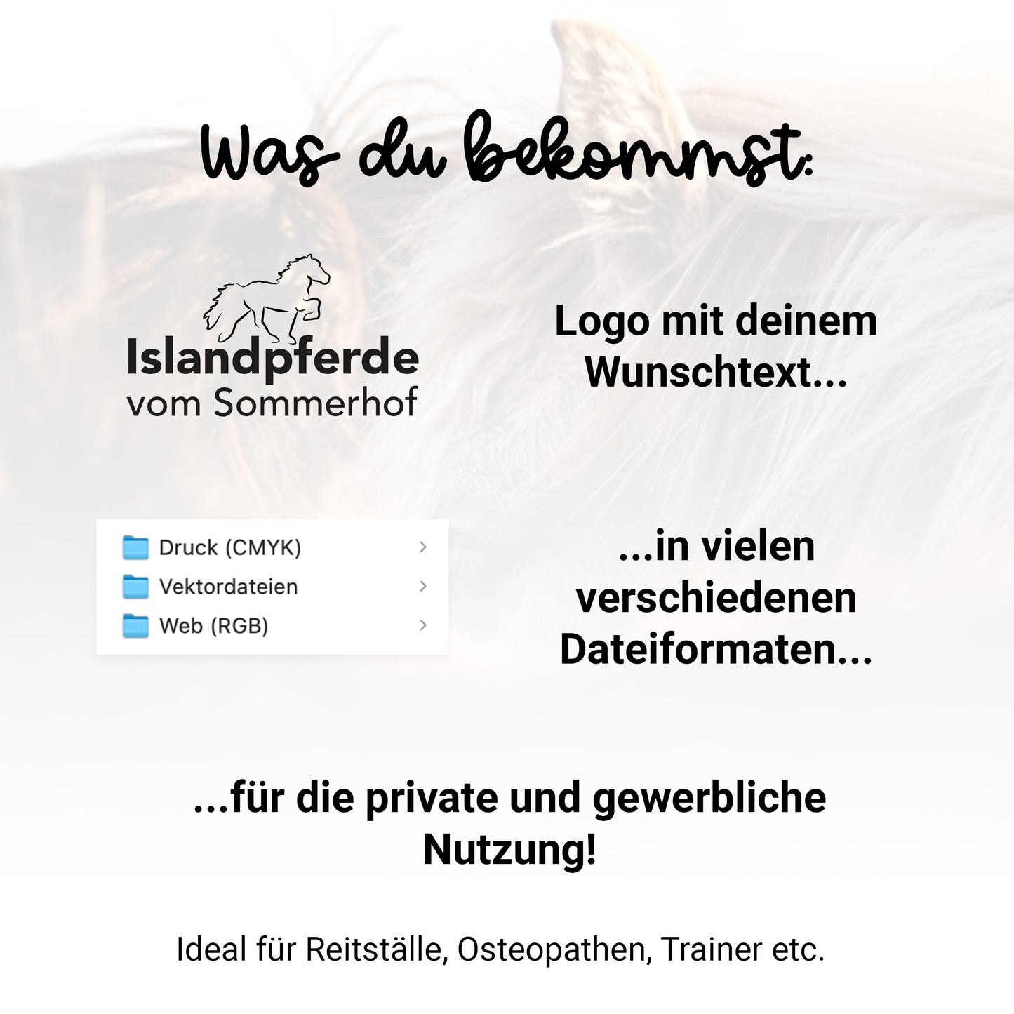 Logo Design "Islandpferd #1" - DIGITALE DATEI - Reitstall, Islandpferde-Hof, Trainer, Osteopathen etc.