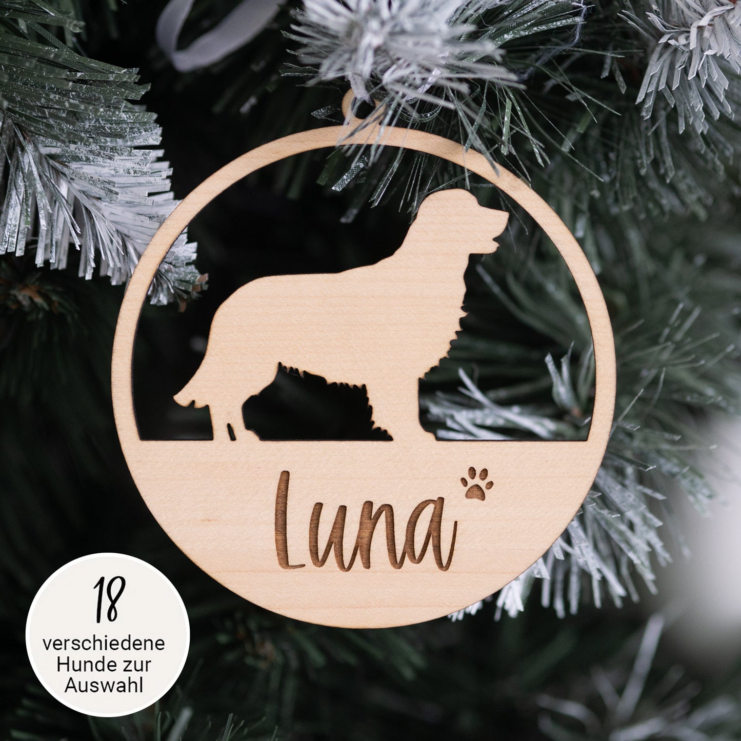 Anhänger "Hunde-Silhouette" mit Wunschtext | personalisiert | Baumanhänger, Weihnachten, Geschenk