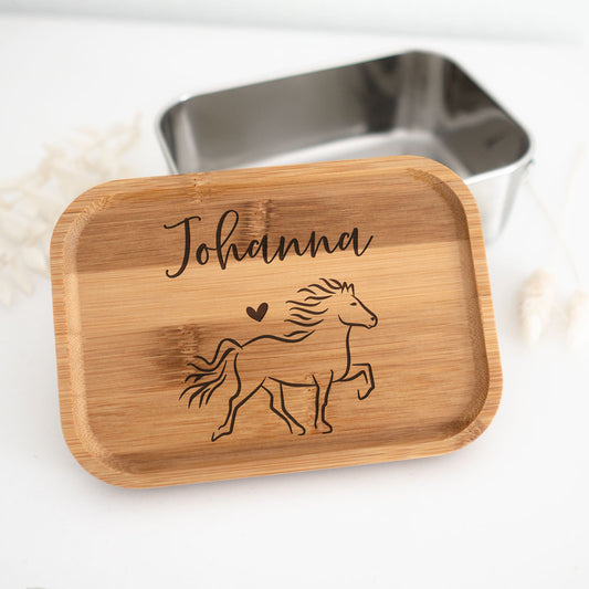 Lunchbox "Isländer #3" mit Bambusdeckel | Design: Isländer | personalisiert | Brotdose, Geschenk