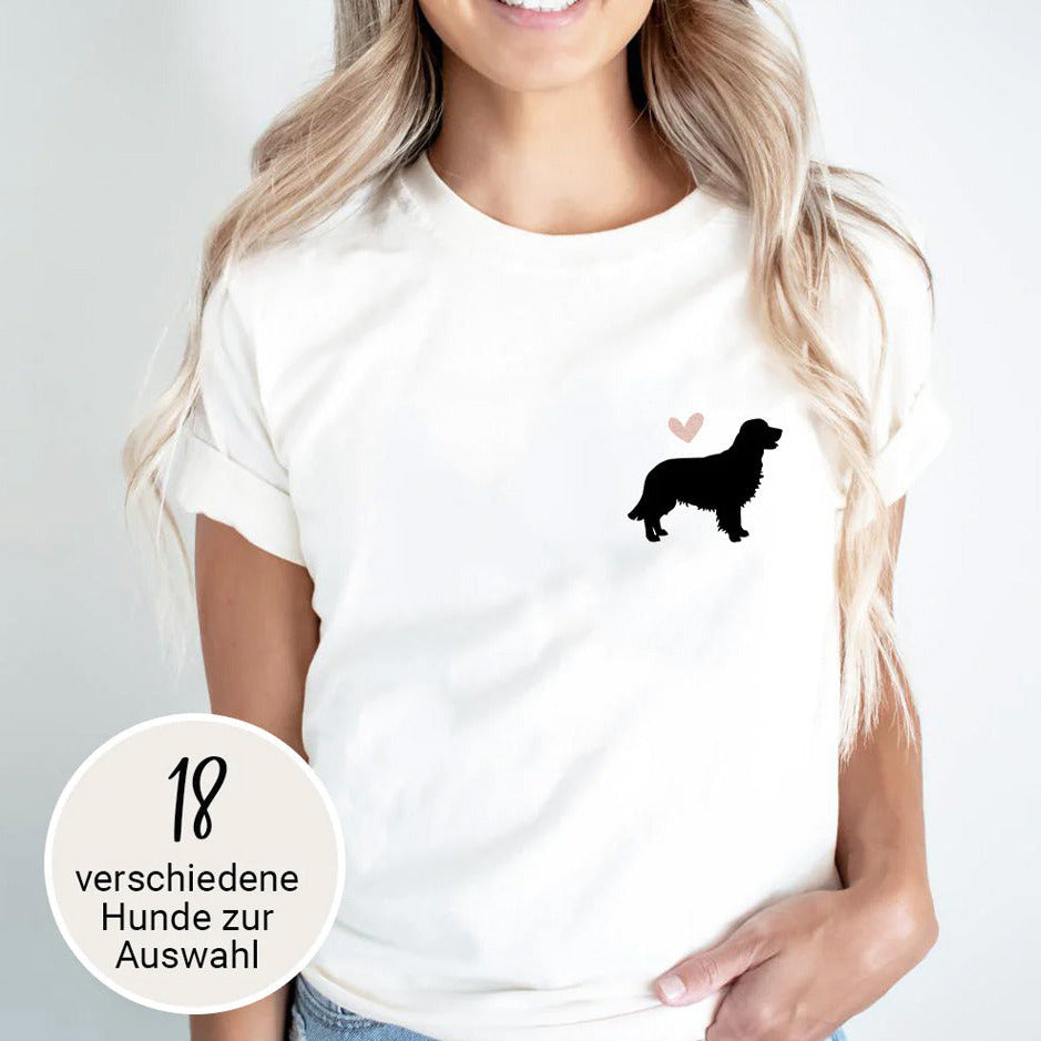 T-Shirt "Hunde-Silhouette + Herz" | personalisiert | Geschenk, Geschenkidee, Hunde