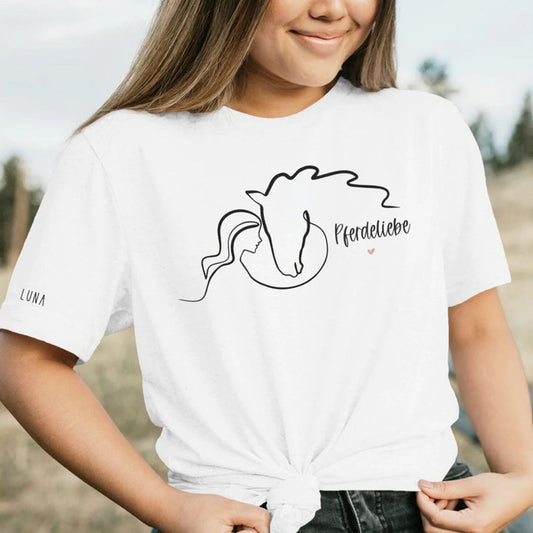 T-Shirt "Pferdeliebe" mit Wunschwort | Design: Lines | personalisiert | Geschenk