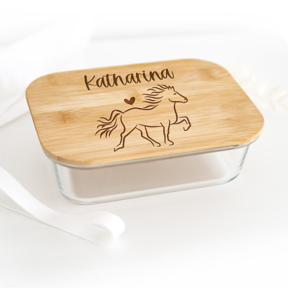Glas-Lunchbox "Isländer #3" mit Bambusdeckel | personalisiert | Brotdose, Geschenk