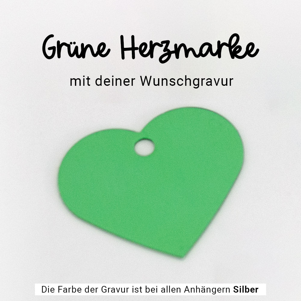 Grüne Marke Anhänger Herz "Wunschwort + Symbol" | personalisiert | Geschenk, Geschenkidee, Glücksbringer