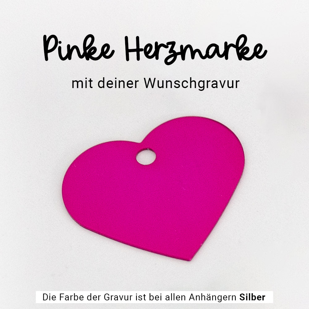Pinke Marke Anhänger Herz "Wunschwort + Symbol" | personalisiert | Geschenk, Geschenkidee, Glücksbringer