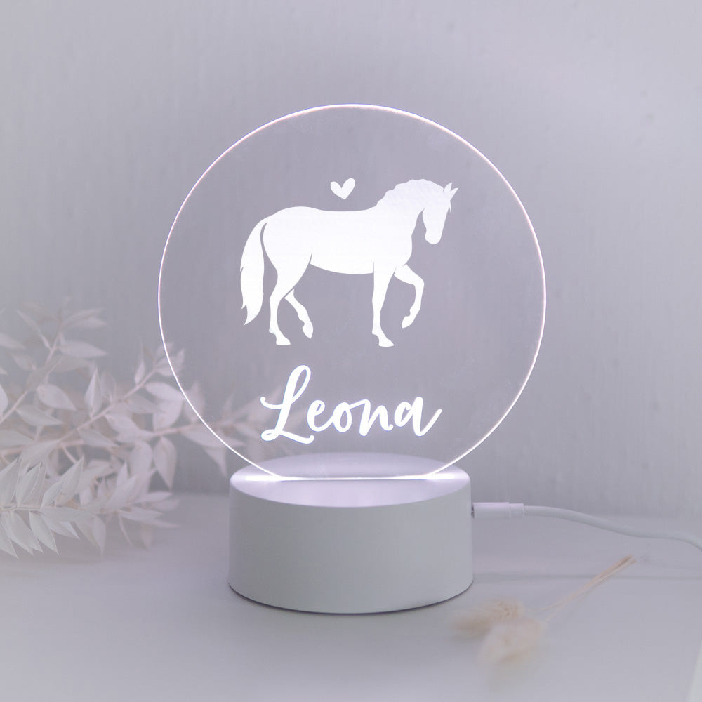 Nachtlicht LED Design "Pferd #1 + Name" | personalisiert | Nachttischlampe, versch. Farben