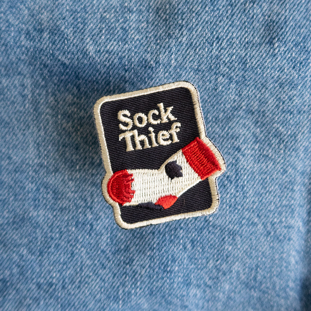 Patch zum Aufbügeln "Sock Thief" | Hunde, Geschenkidee