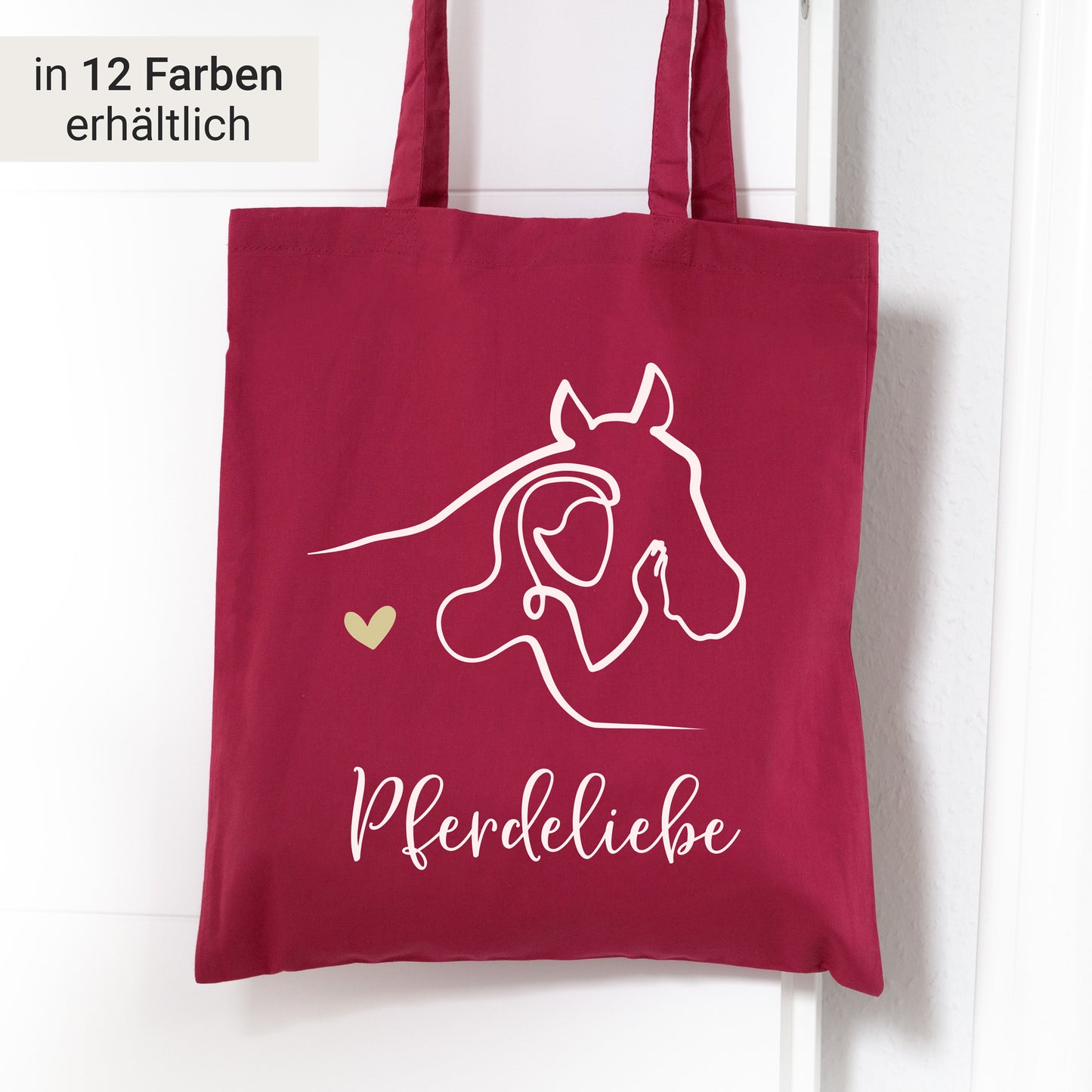 Stofftasche "Pferdeliebe mit Wunschtext" Baumwolle | personalisiert | Einkaufstasche, Beutel | Geschenk