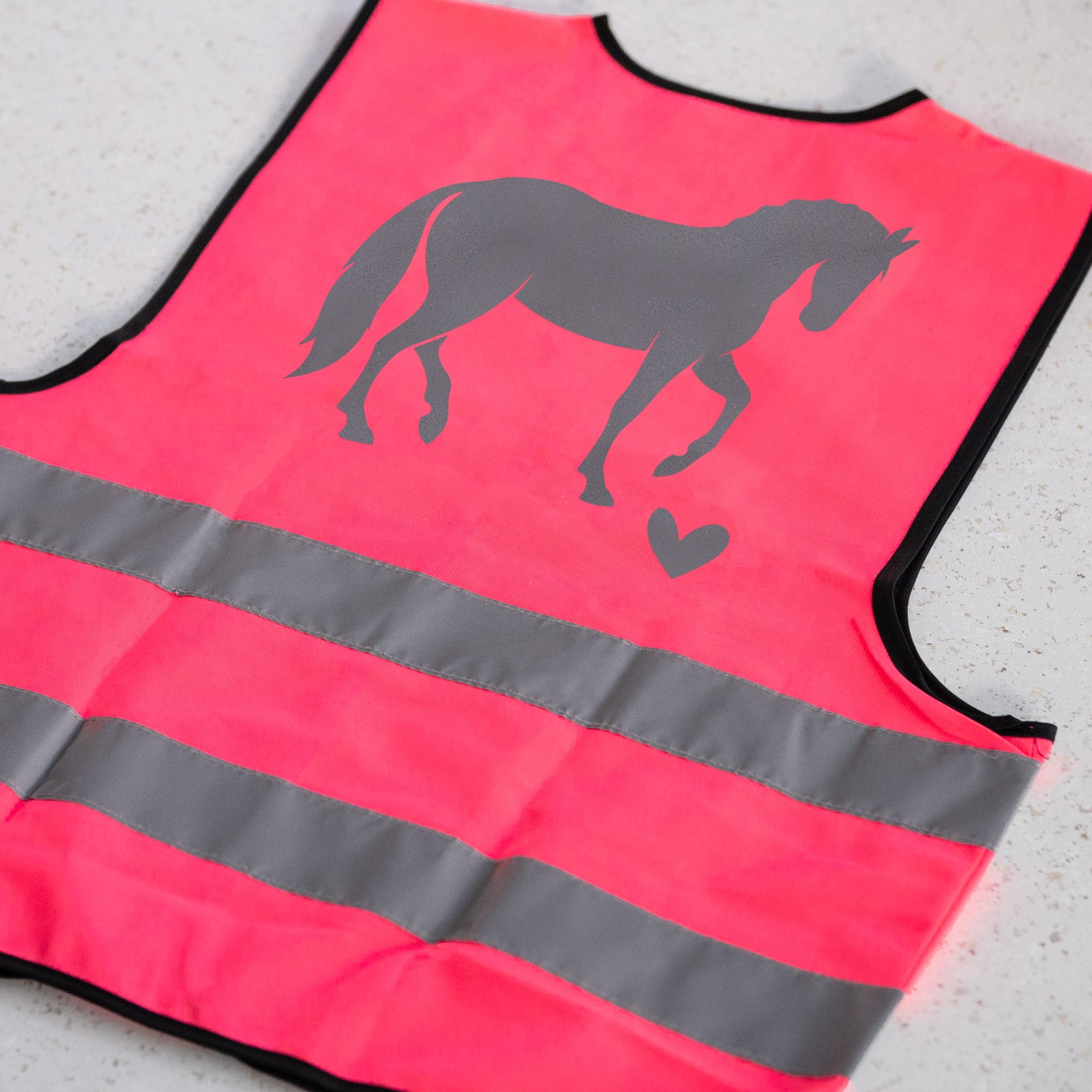 Warnweste Pferd mit Wunschtext personalisiert in Pink | Sicherheit |  Erwachsene + Kinder