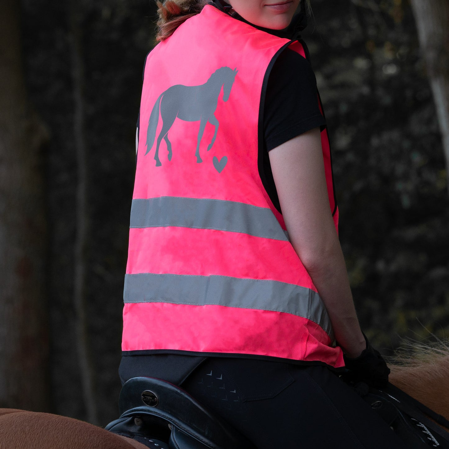 Warnweste Pferd mit Wunschtext personalisiert in Pink